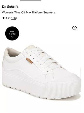Dr. Scholl's White Platform Lace-Up Sneakers with Tan Accent